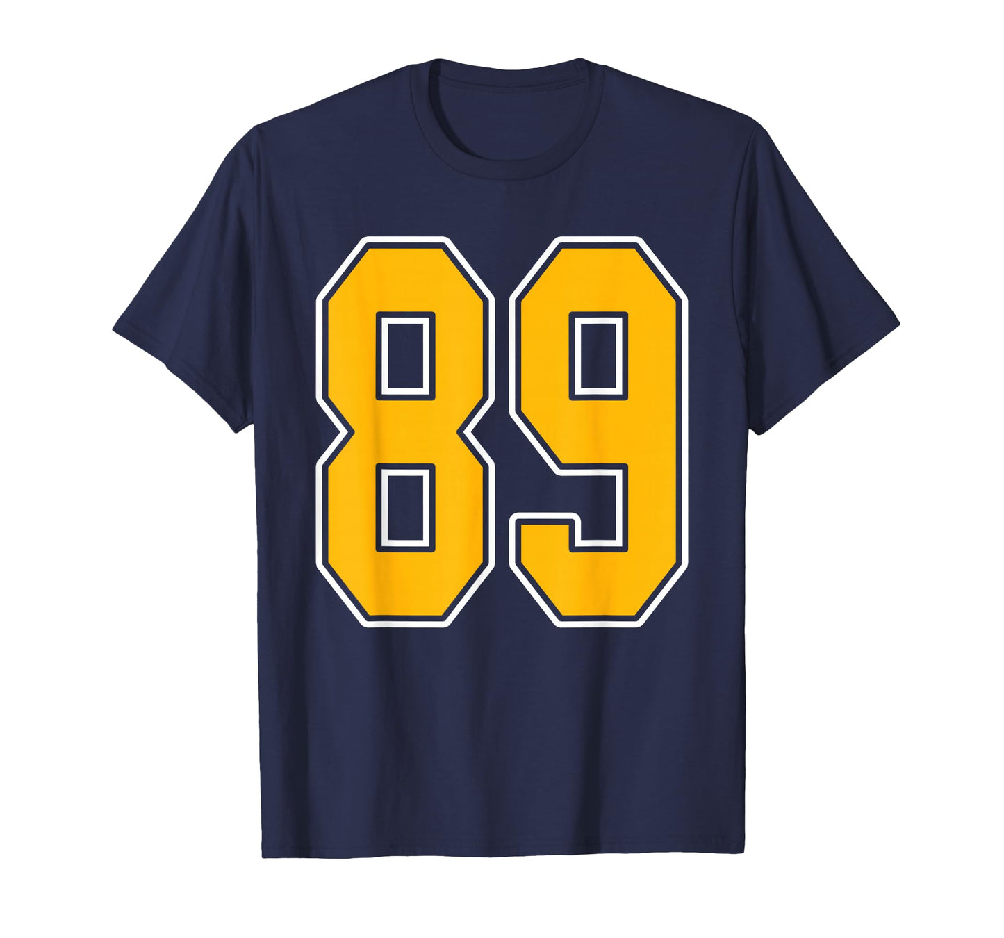Gold and White Sports Number 89 Jersey Uniform Player T-Shirt