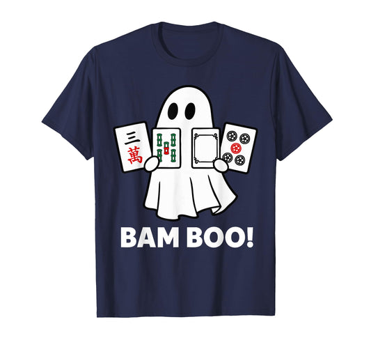 Halloween Ghost Playing Mahjong Spooky Bam Boo Funny Costume T-Shirt