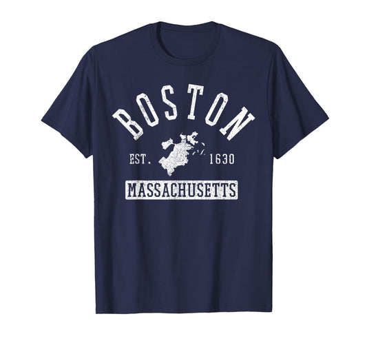 Boston Massachusetts Est. 1630 City Map Souvenir T-Shirt