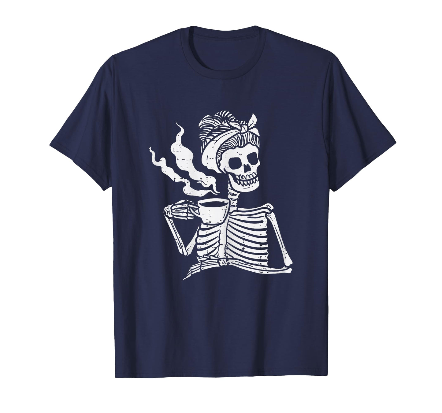 Skeleton Woman Mom Bun Coffee Funny Halloween Costume Women T-Shirt
