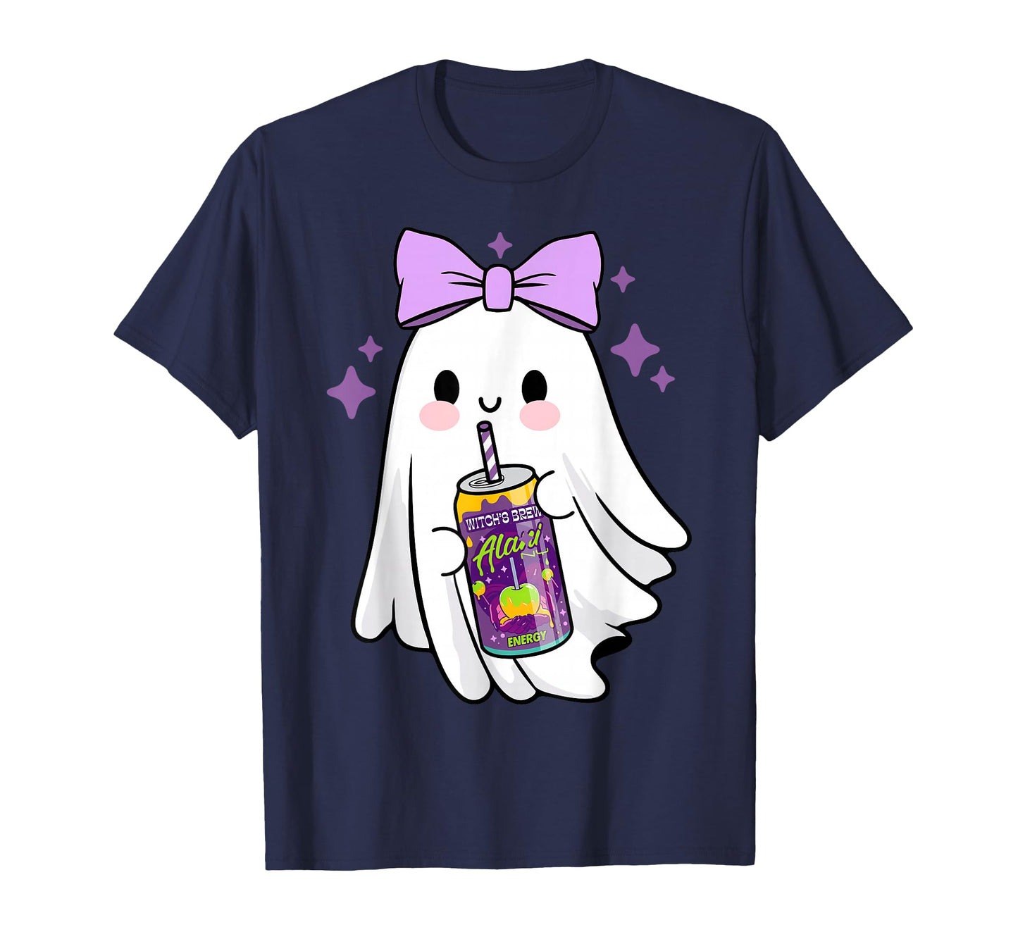 Cute Coquette Ghost with Energy Drink Ghoul Juice Halloween T-Shirt