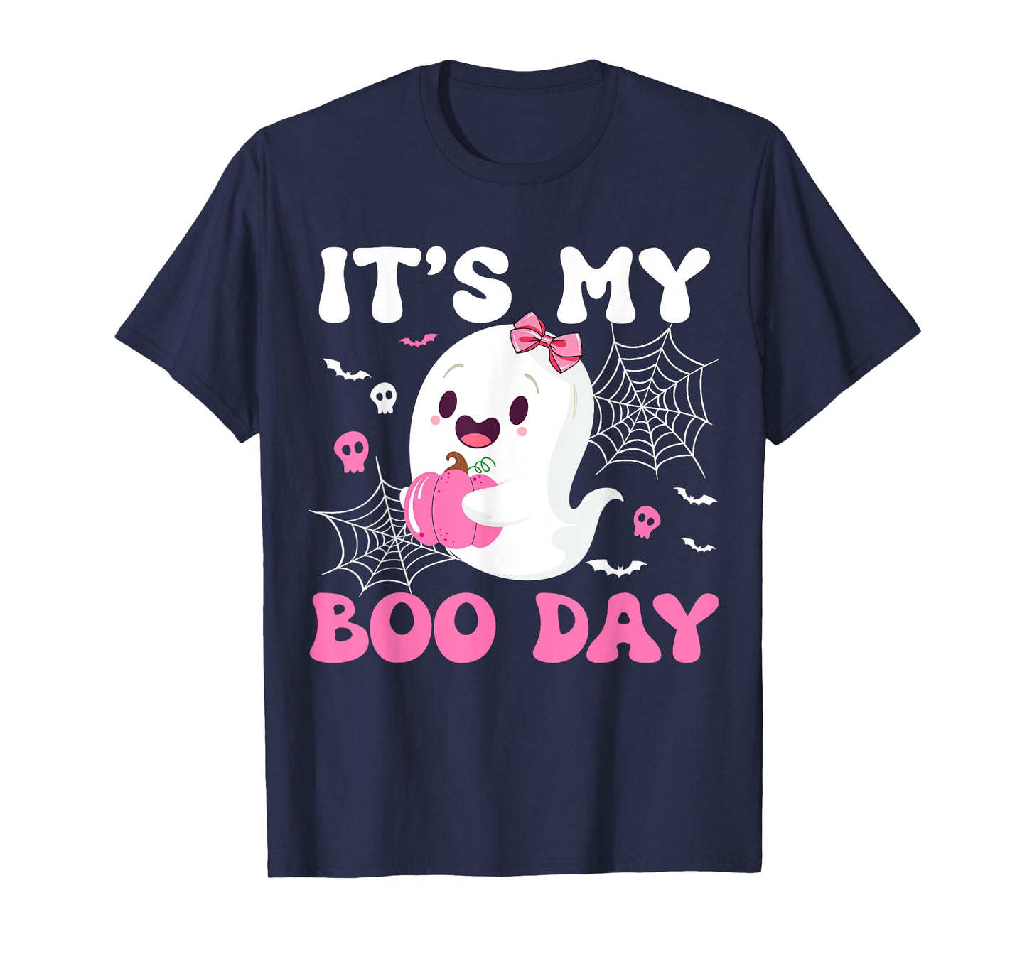 Cute ghost Pink bow Its my boo day Halloween T-Shirt