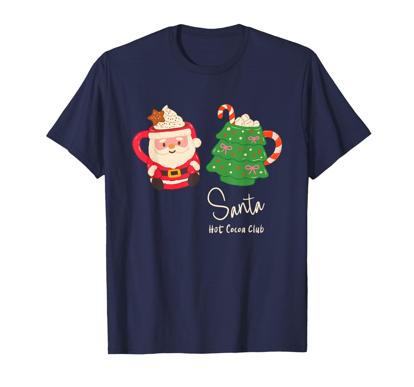 Santa Hot Cocoa Club Retro Christmas Holiday Mug Graphic T-Shirt