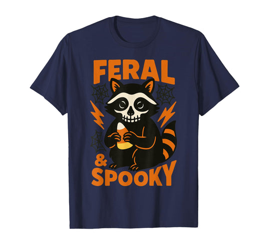 Feral And Spooky Halloween Raccoon Skull Trick Or Treat T-Shirt