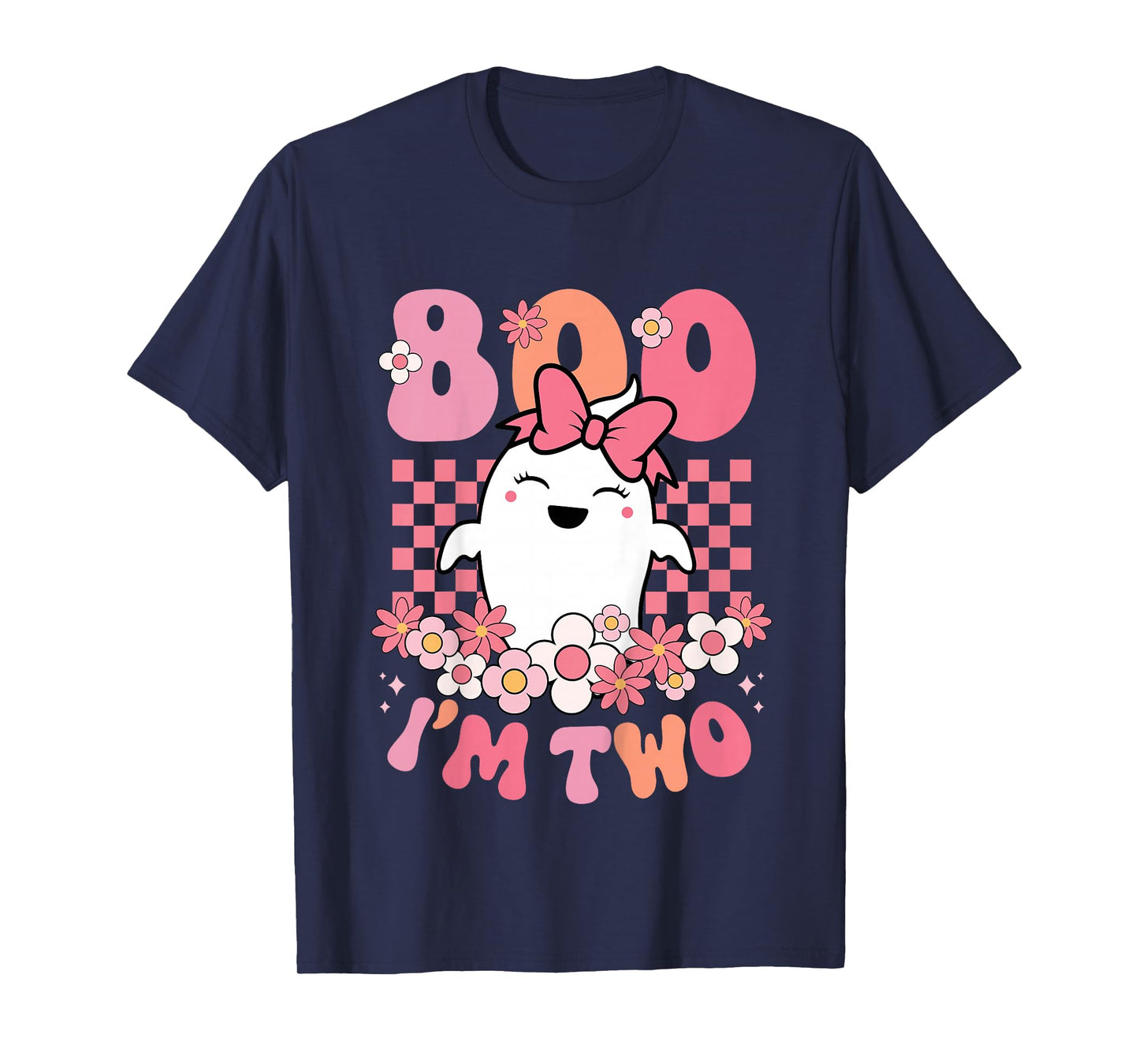 Kids Boo I'm Two Cute Ghost Groovy 2nd Second Birthday Girls Kids T-Shirt