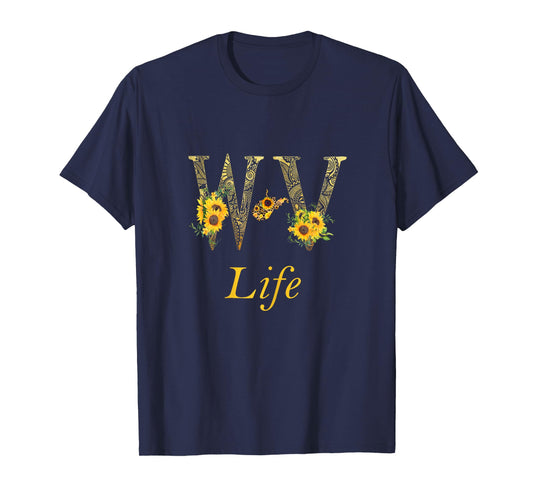 WV Home Roots Pride Sunflower Lover Proud Map West Virginia T-Shirt