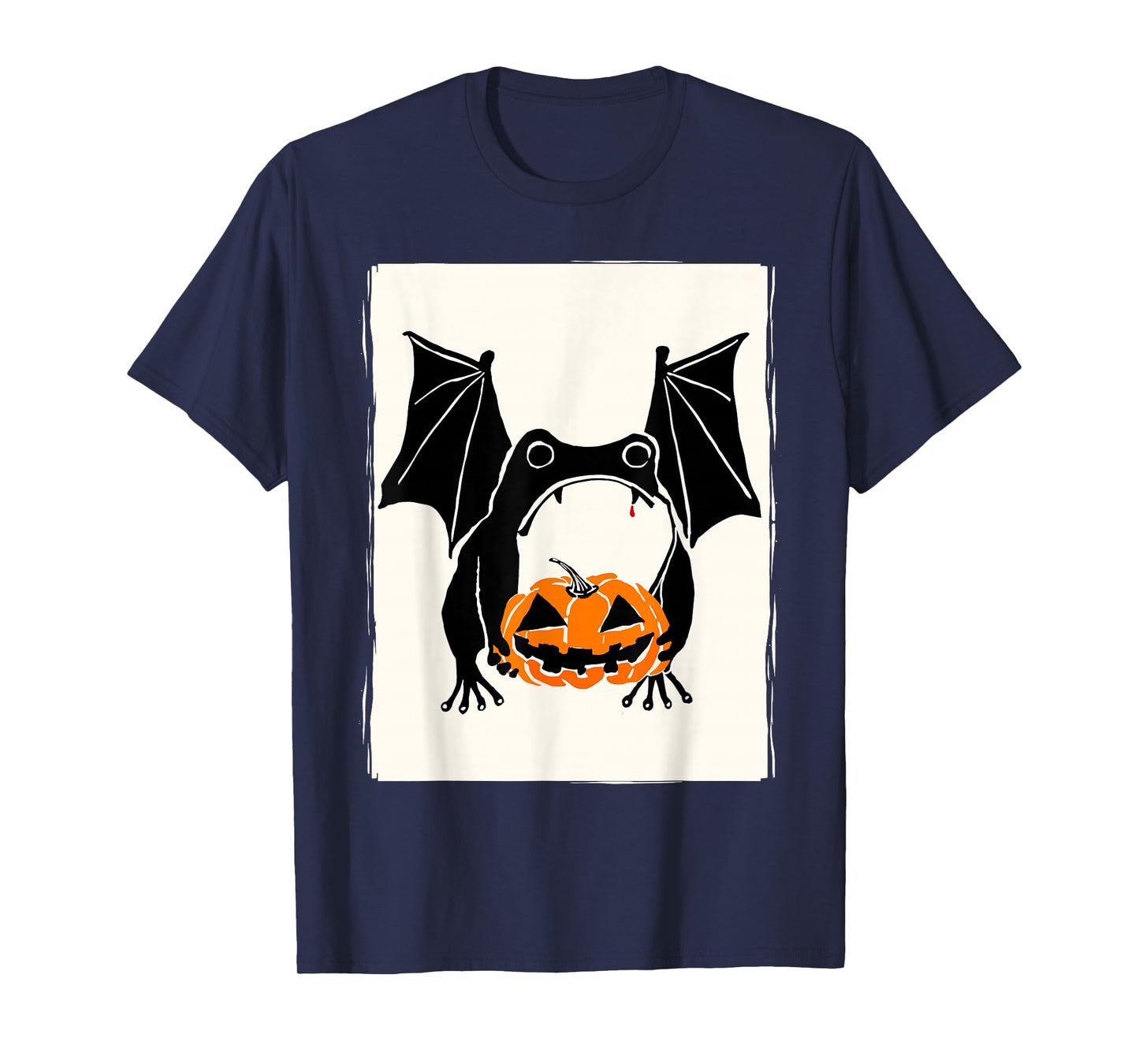 Japanese Grumpy Frog Bat Men Women Kids Funny Halloween T-Shirt