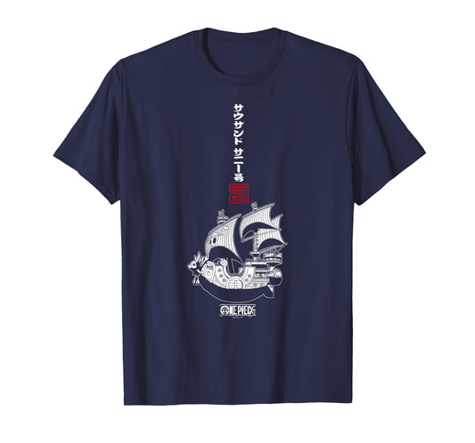 One Piece Anime Vertical Kanji Thousand Sunny Pirate Ship T-Shirt