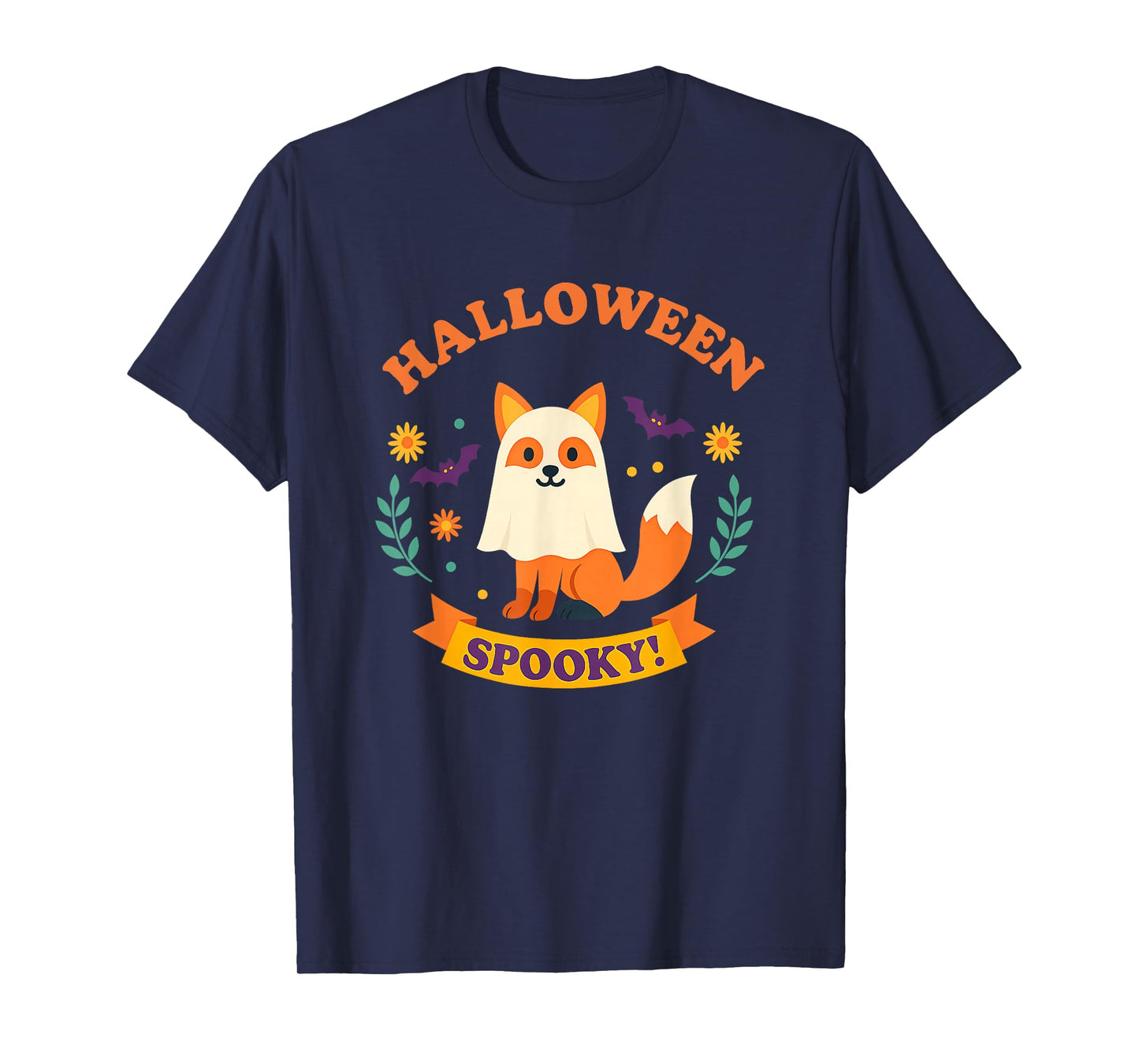 Cute Fox Halloween Spooky Ghost Costume Kids Funny Animal T-Shirt