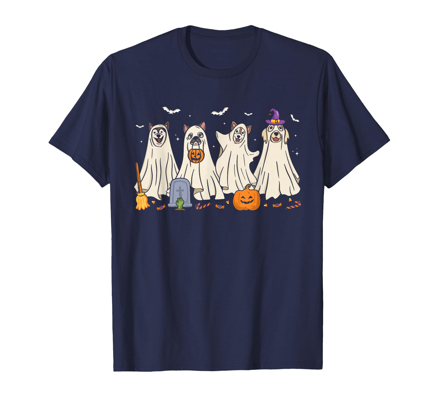Ghost Dog Halloween Boo Ghosts Dogs Wearing Ghost Costume T-Shirt