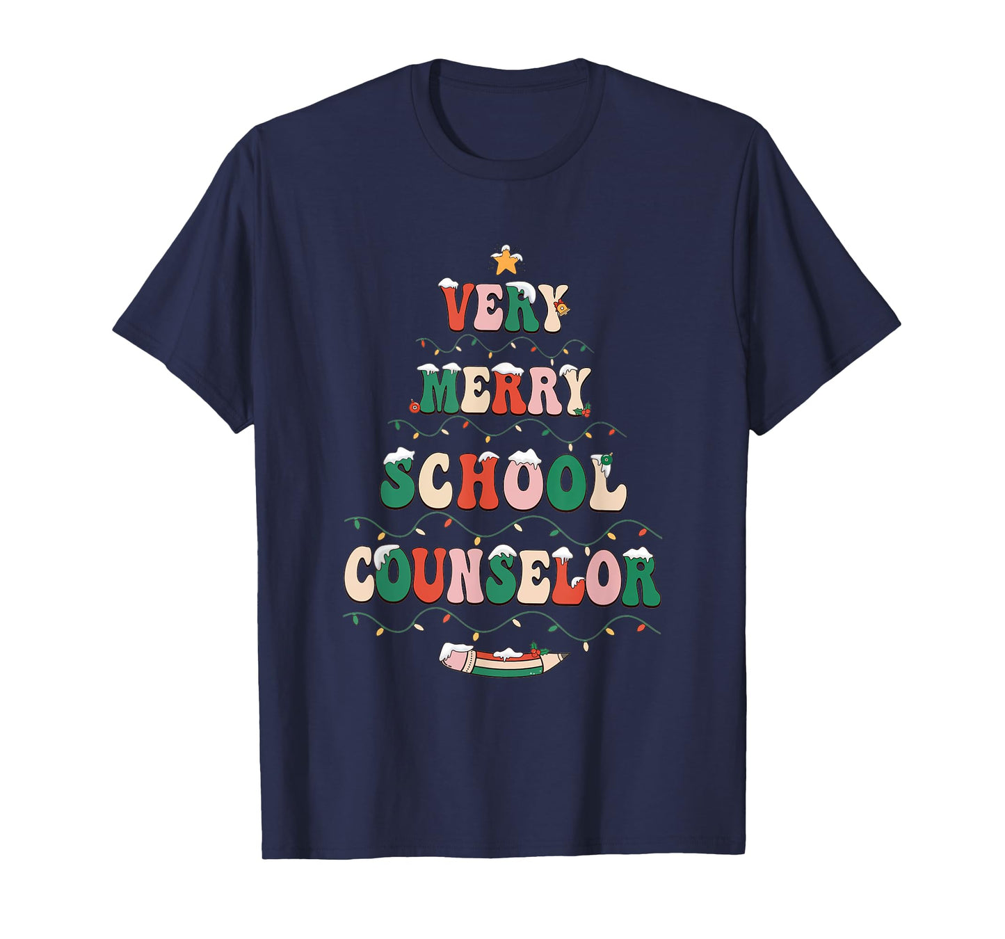 Groovy Very Merry School Counselor Christmas School Women T-Shirt