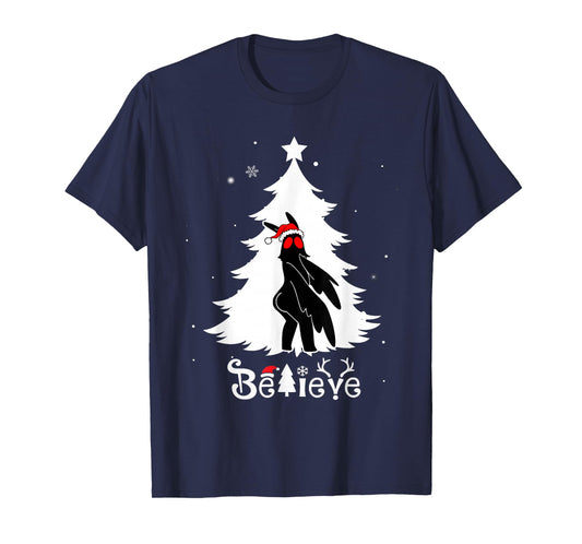 Funny Thicc Mothman Christmas Believe Cryptid Xmas Gifts T-Shirt