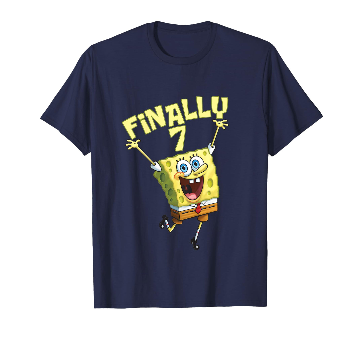 Mademark x SpongeBob SquarePants - Kids Original SpongeBob Square Pants - 7th Birthday. Finally 7. T-Shirt