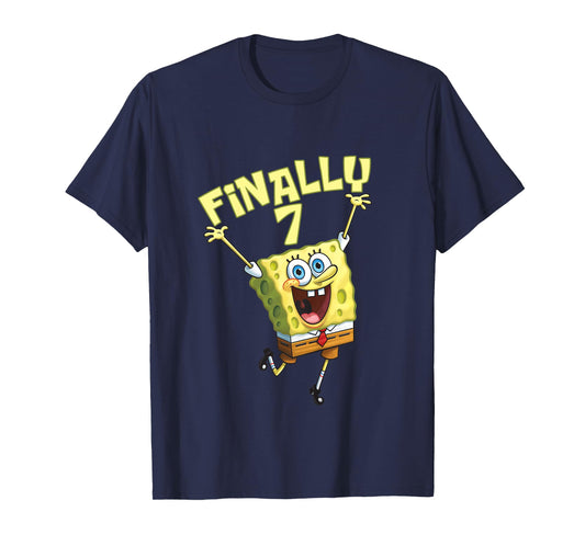Mademark x SpongeBob SquarePants - Kids Original SpongeBob Square Pants - 7th Birthday. Finally 7. T-Shirt