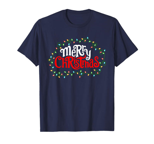 Merry Christmas Lights Xmas Family Men Women Kids T-Shirt