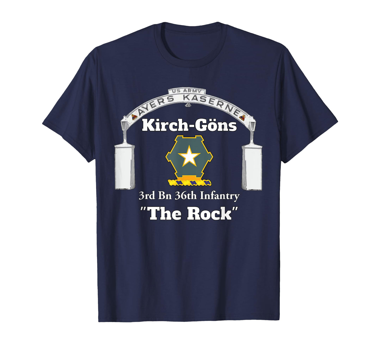 Ayers Kaserne - Kirch-Gons - 3rd Bn 36th Inf design on front T-Shirt