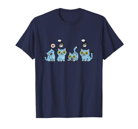 Funny Cute Blue Cartoon Tiger Playing k-pop Cosplay Design T-Shirt