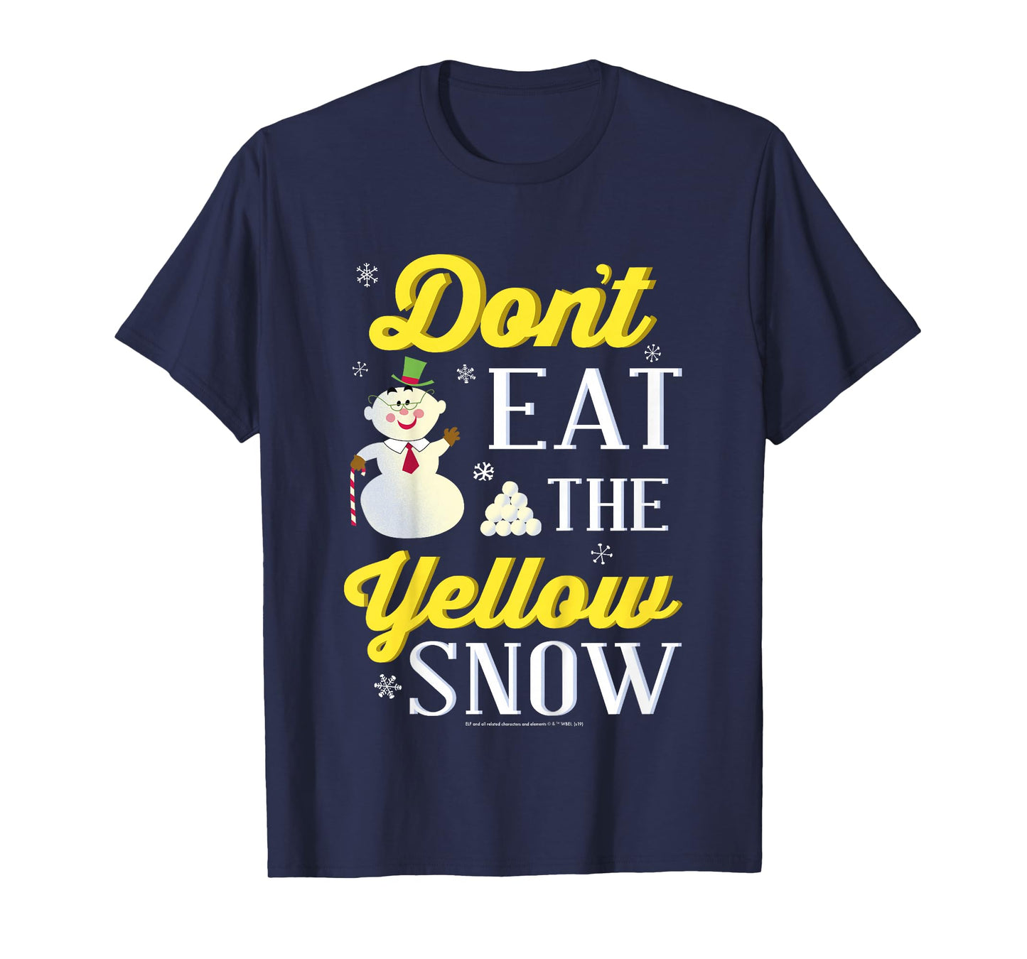 Kids Elf Snowman Don't Eat The Yellow Snow Text Poster T-Shirt