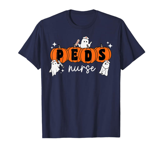 Peds Nurse Crew Ghost Pumpkin Pediatric Nurse Halloween T-Shirt