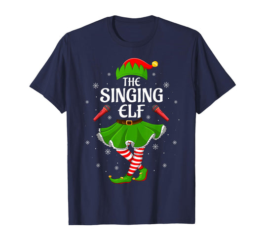 Singing Elf Christmas Family Girls Women Elf Squad Xmas T-Shirt