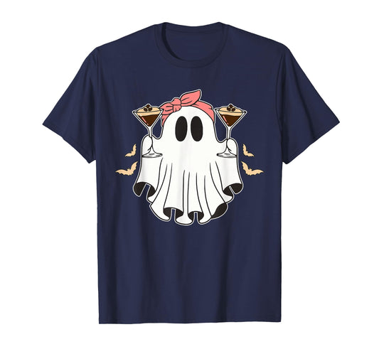 Cute Halloween Ghost Holding an Espresso Martini T-Shirt