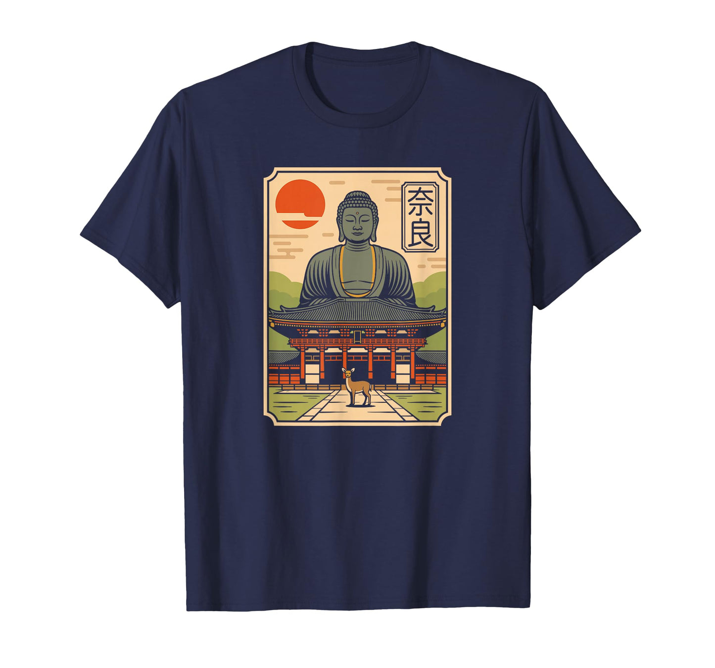 Nara Deer Japan Retro Todaiji Temple Japanese Kanji Souvenir T-Shirt