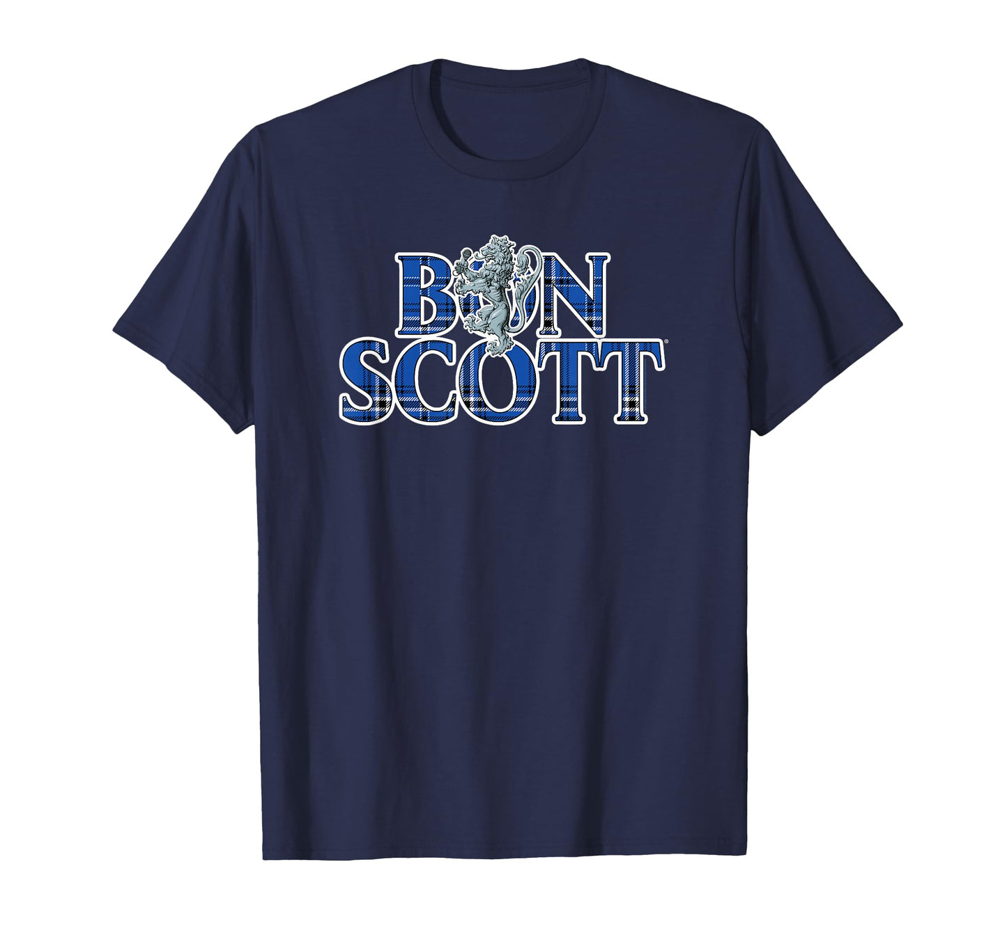 Bon Scott Blue Tartan Logo T-Shirt