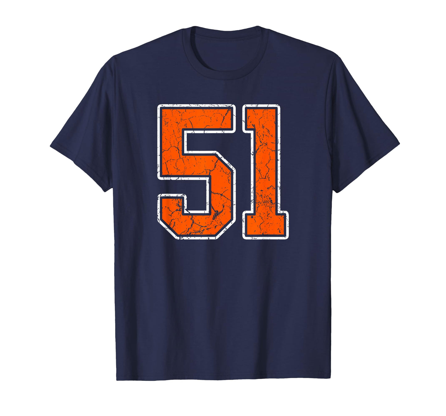 Distressed Orange White Number 51 Jersey Player Uniform #51 T-Shirt