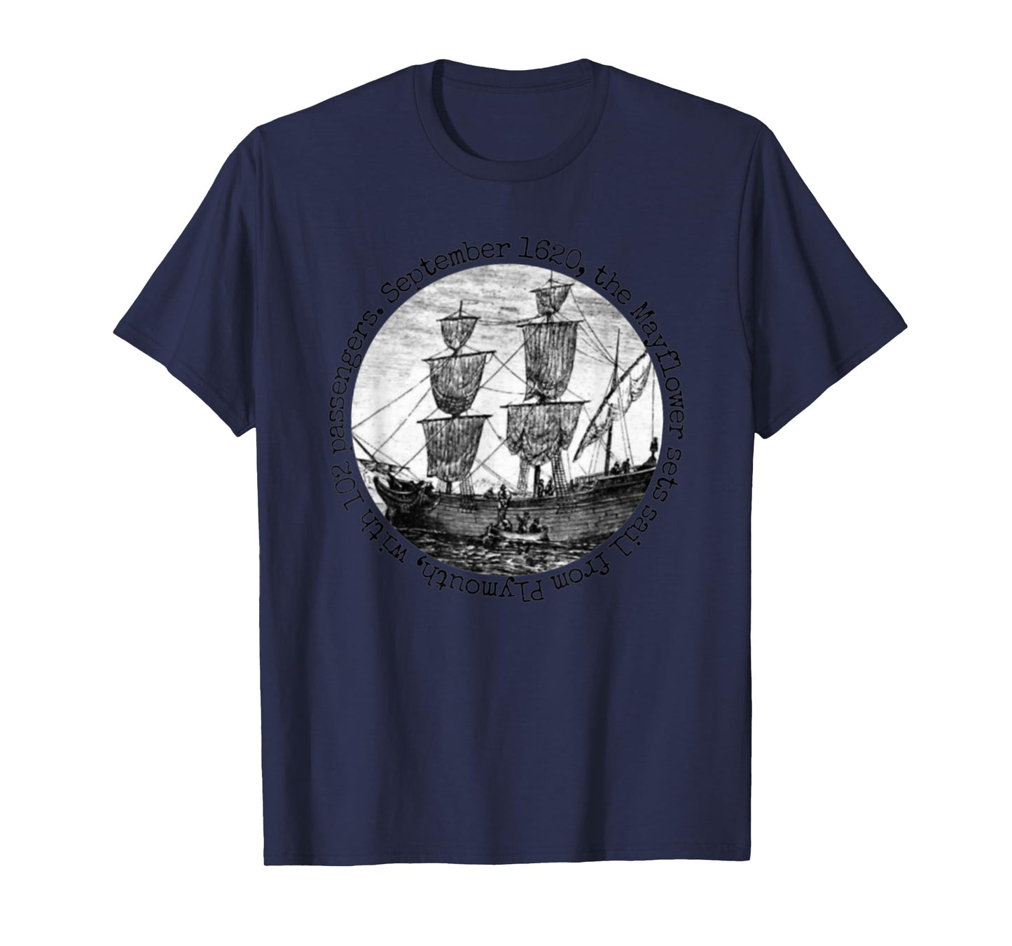 Mayflower Ship Pilgrims Travel Thanksgiving Holiday History T-Shirt