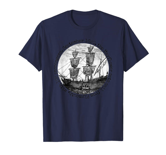 Mayflower Ship Pilgrims Travel Thanksgiving Holiday History T-Shirt