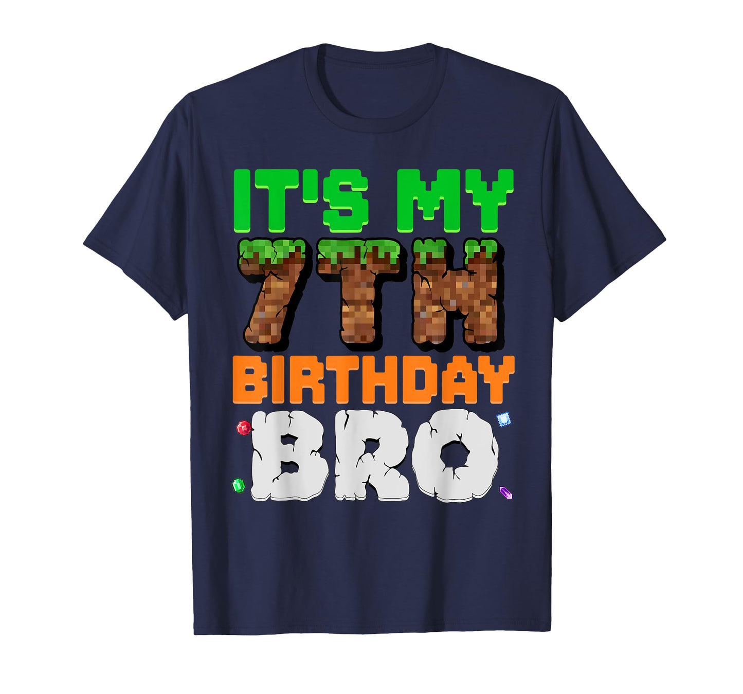 It's My 7th Birthday Bro Pixel Game 7 Year Old Birthday Boy T-Shirt