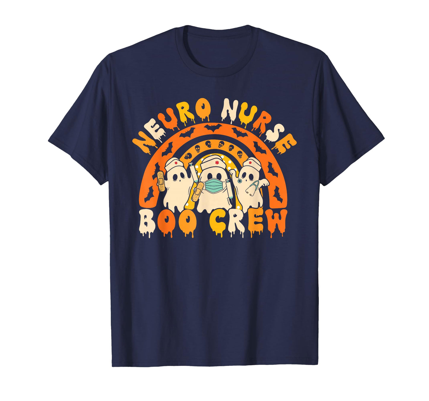 Neuro Nurse Boo Crew Retro Spooky Ghost Nursing Halloween T-Shirt