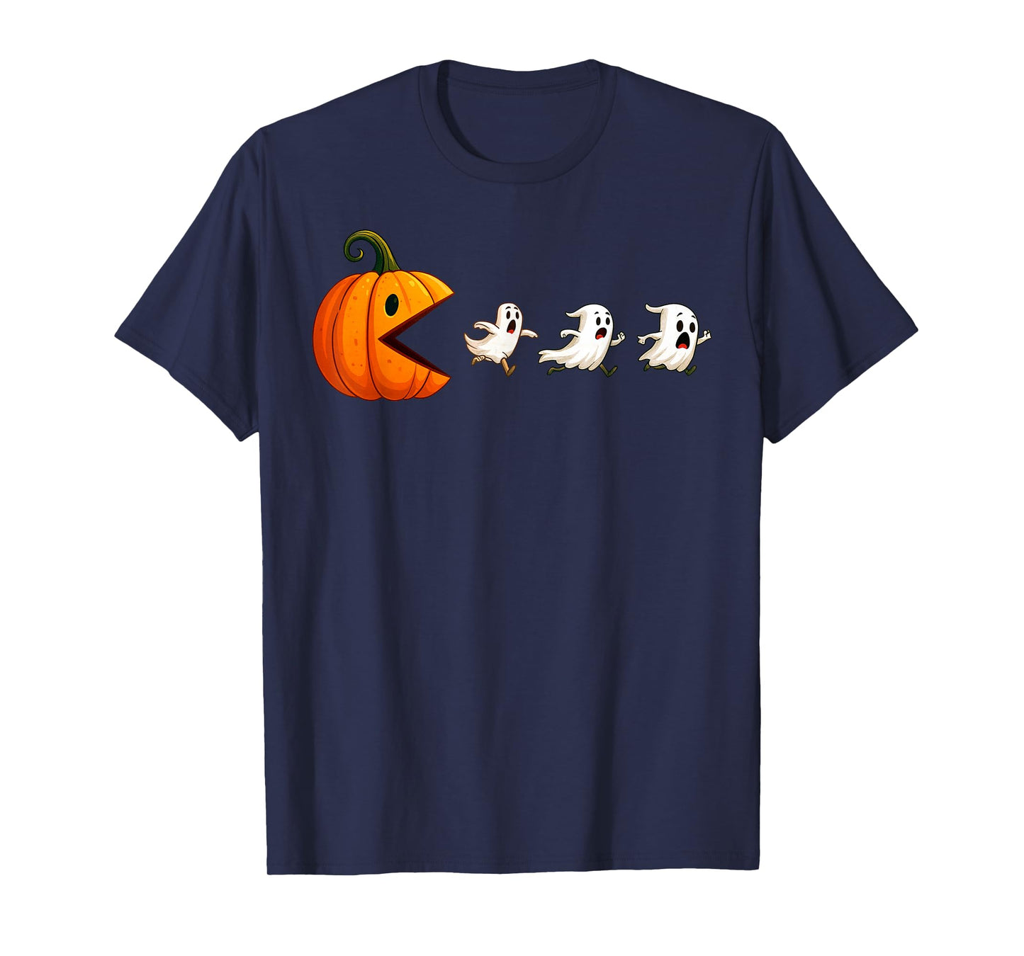 Pumpkin Eating Ghost Halloween Gaming Boys Teen Kids T-Shirt