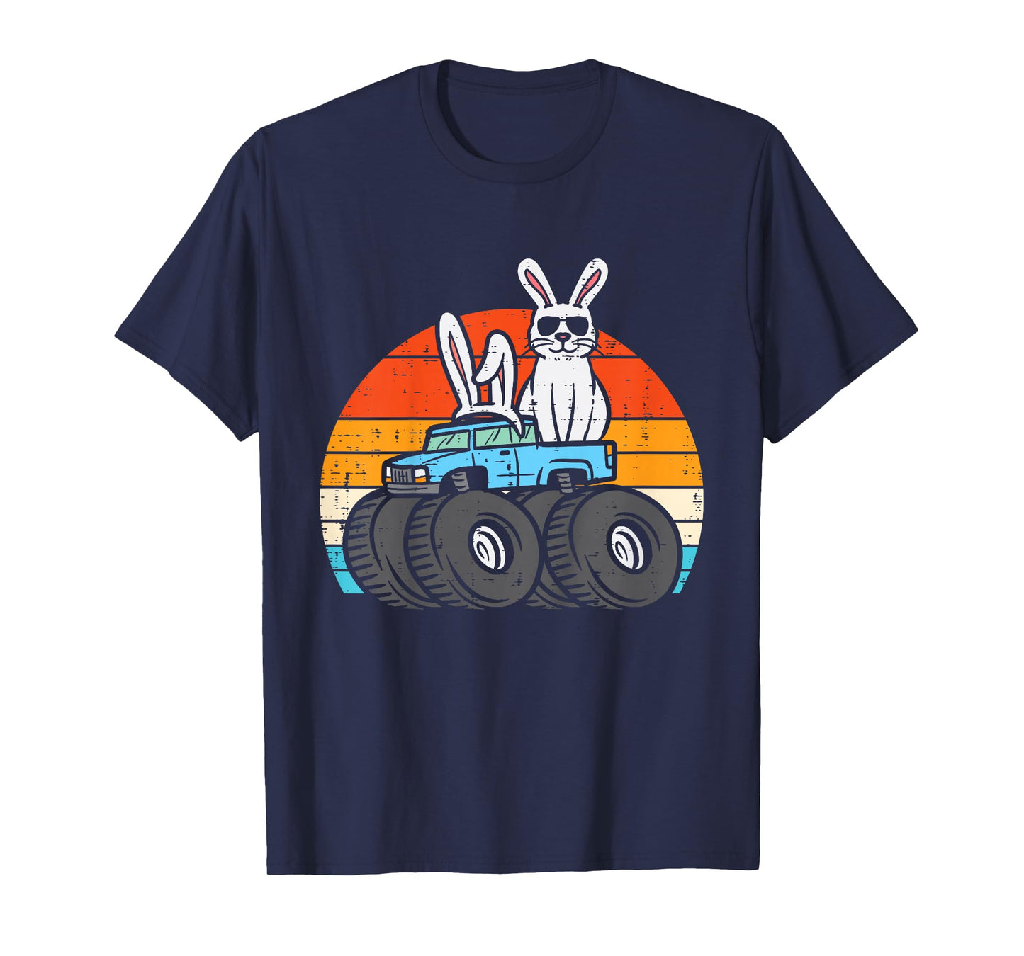 Kids Easter Bunny Rabbit Monster Trucks Retro Boys Kids Toddler T-Shirt