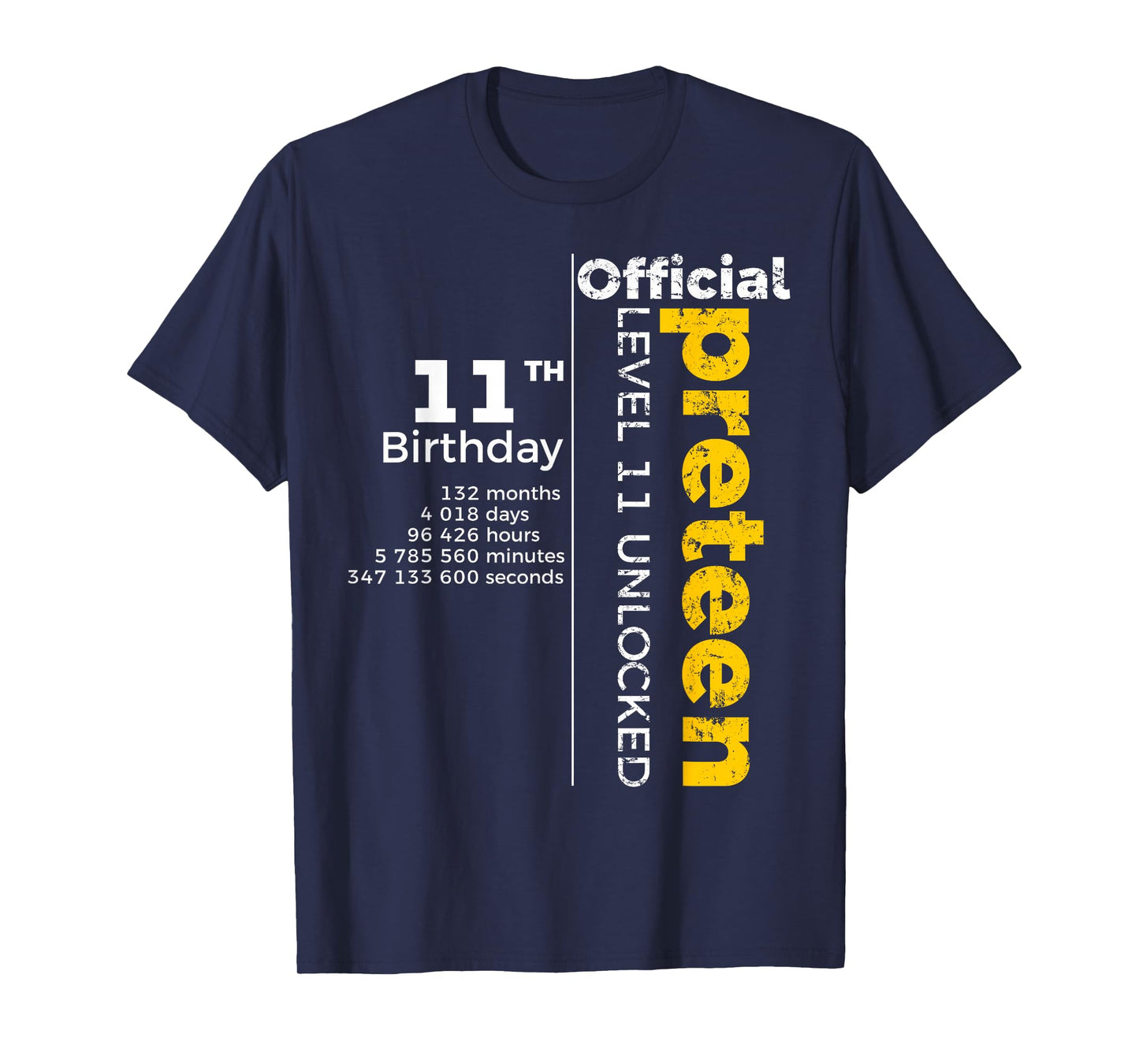 11th Birthday - Official Preteen Level 11 Unlocked Funny T-Shirt