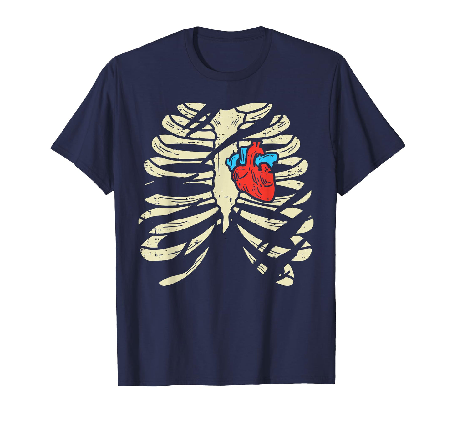 Skeleton Rib Heart Scary Spooky Halloween Men Women Boys Kid T-Shirt