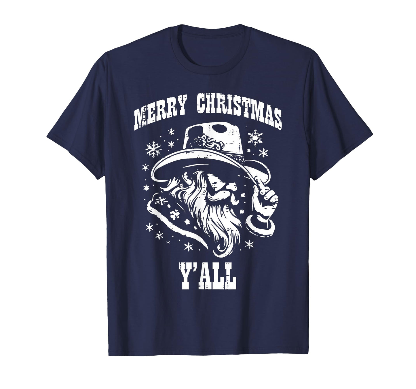 Merry Christmas Yall Santa Cowboy Xmas Country Men Women Kid T-Shirt