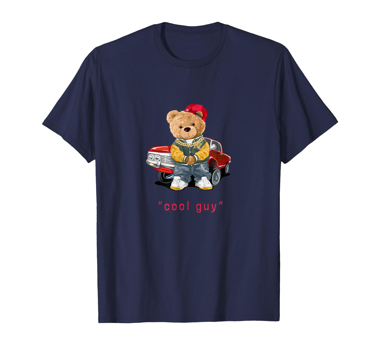 Cool Teddy Bear Vintage Car Guy Cartoon Graphic Designs Fun T-Shirt