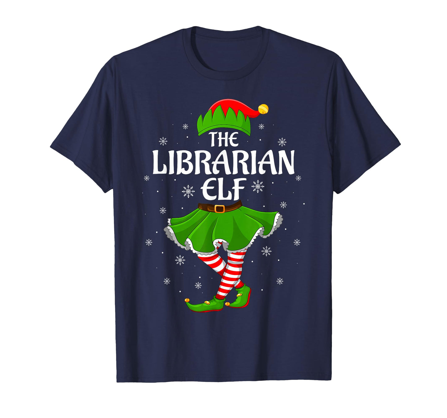 Librarian Elf Christmas Family Women Girls Elf Squad Xmas T-Shirt
