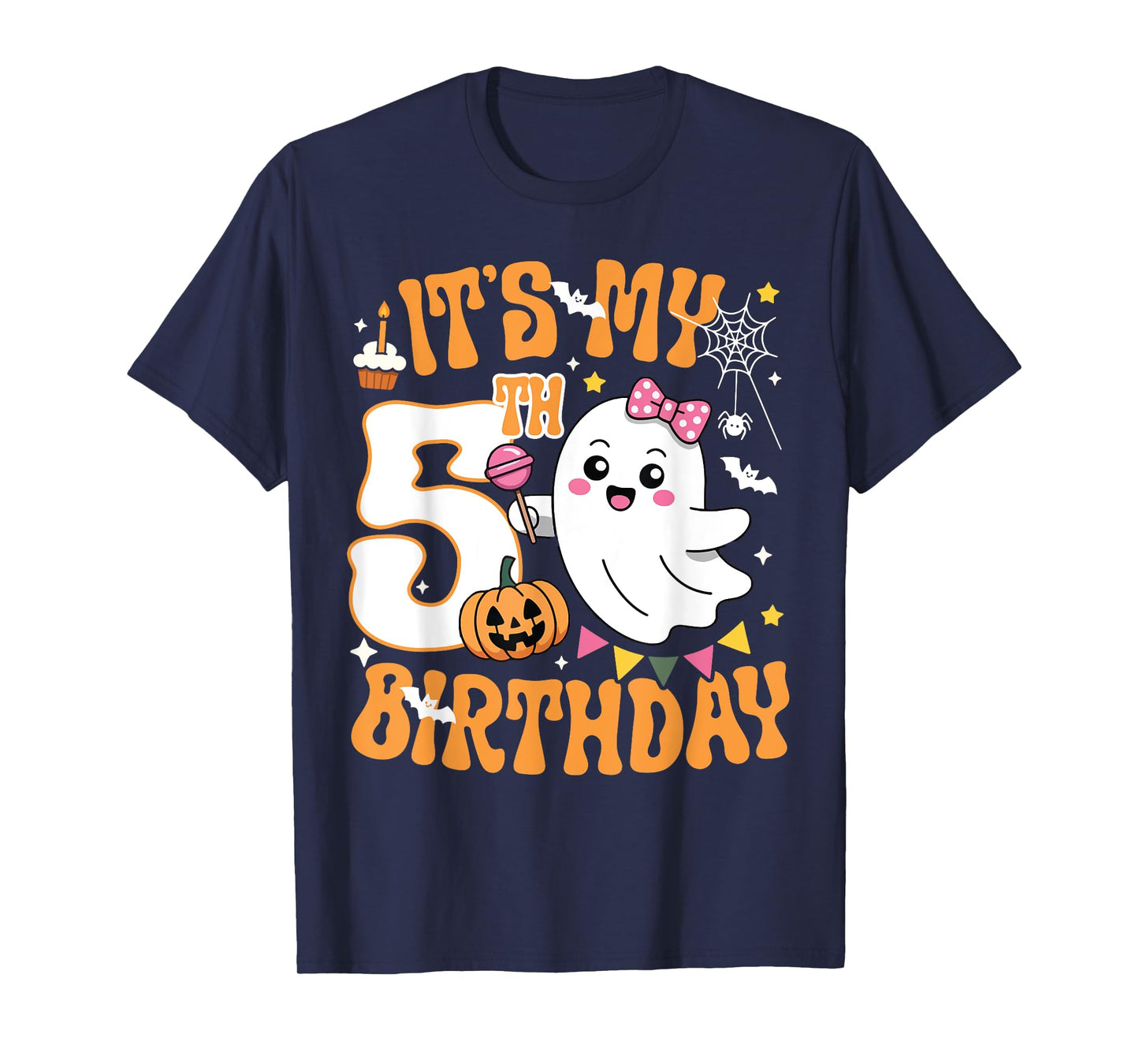 It's My 5th Birthday 5 Years Old Funny Halloween Boo Ghost T-Shirt