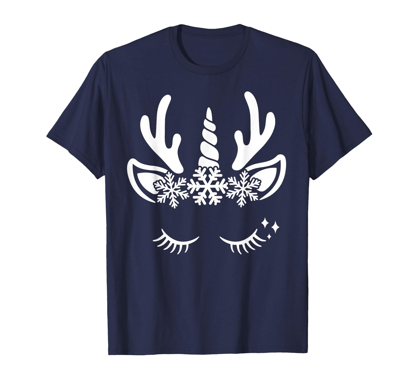 Unicorn Reindeer Face Cute Christmas Costume Funny T-Shirt