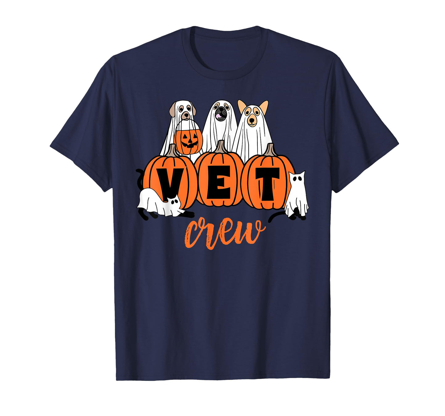 Halloween Vet Crew Pumpkin Dog Cat Ghost Veterinary Vet Tech T-Shirt