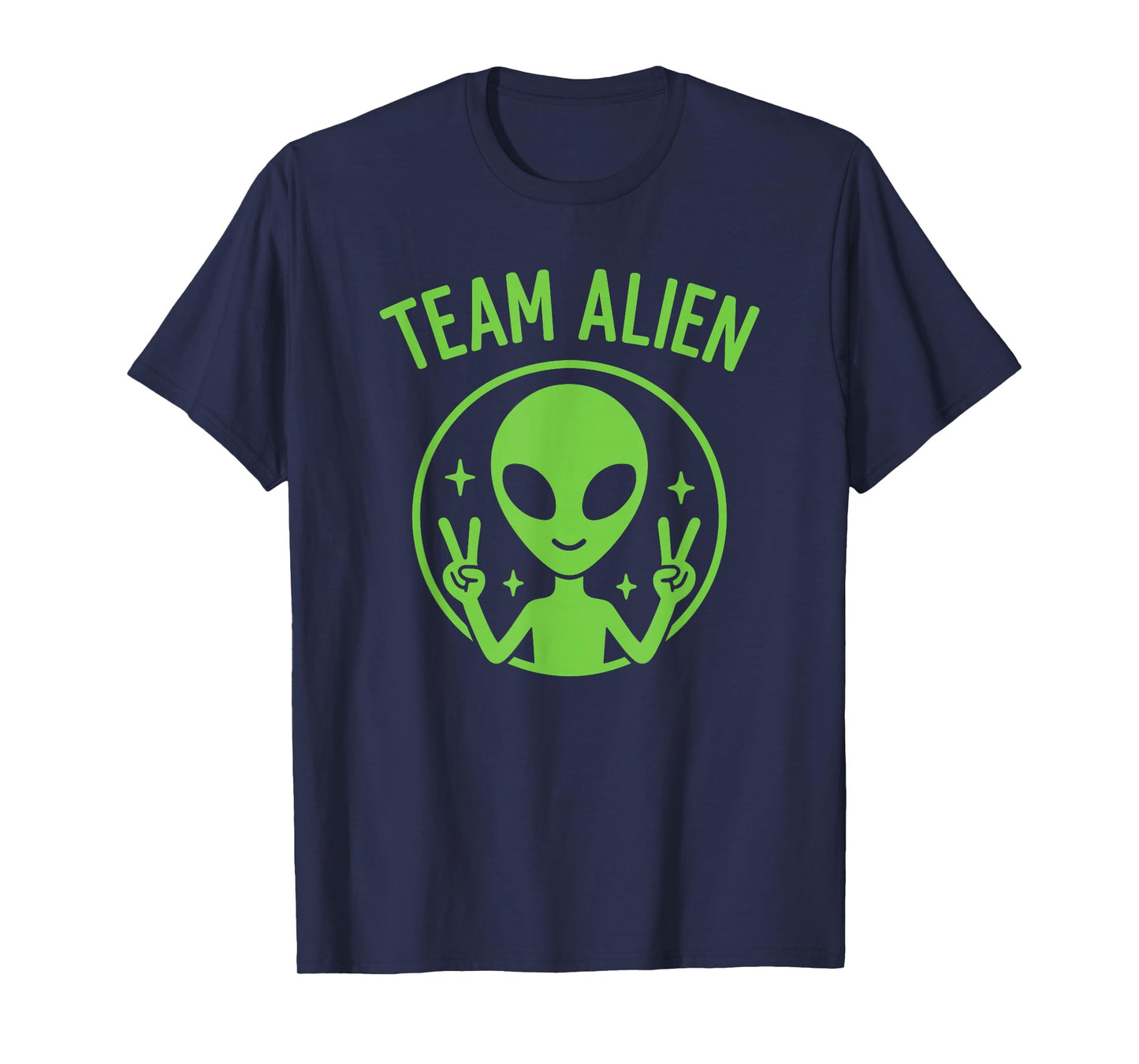 Team Alien – Funny Green Extraterrestrial Peace Sign Cartoon T-Shirt