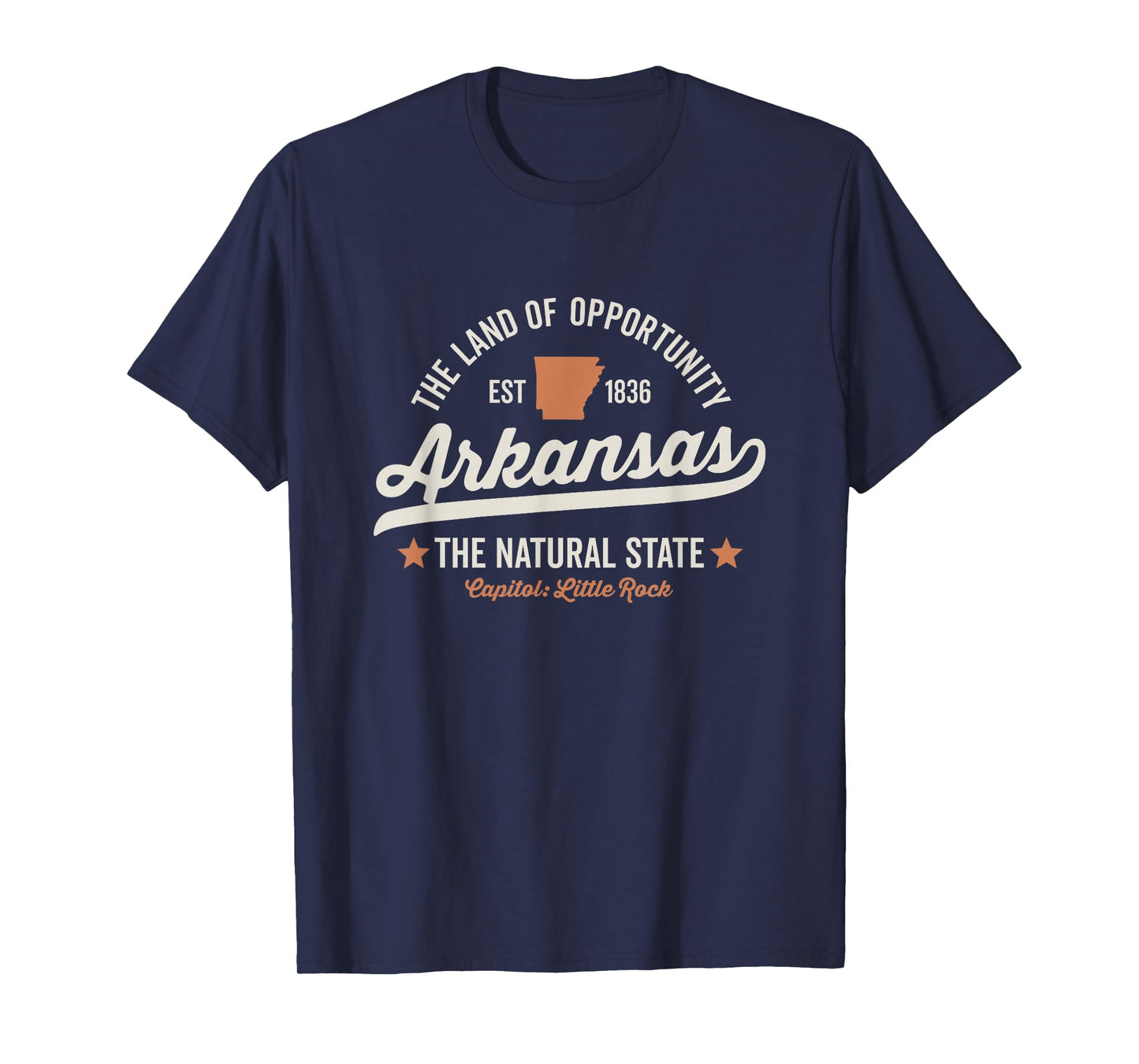 Arkansas Vintage Sports Design Natural State Light Text T-Shirt