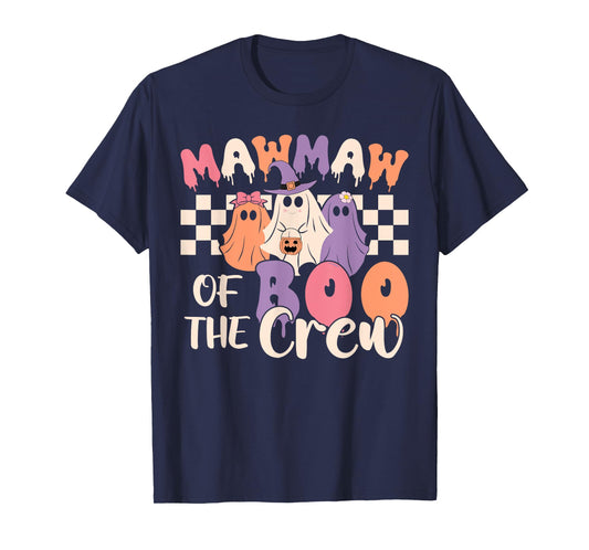 Mawmaw Of The Boo Crew Retro Ghost Spooky Halloween Family T-Shirt