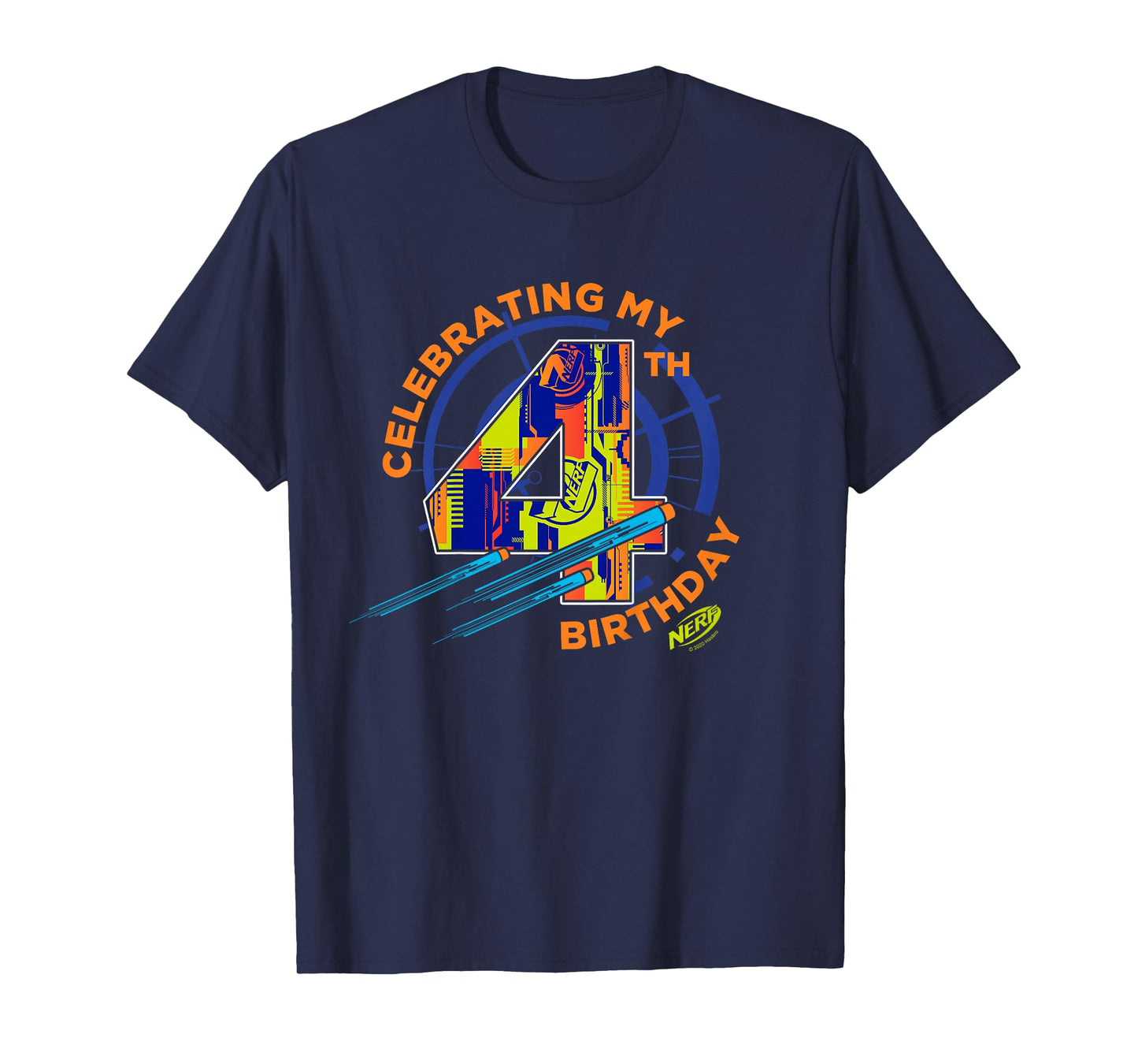 Nerf Birthday Celebrating My 4th Graphic Color Filled Logo T-Shirt