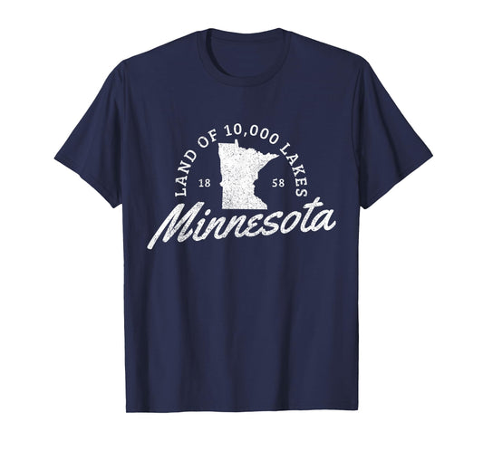 Minnesota Land Of The 10000 Lakes State Map Souvenir Gift T-Shirt