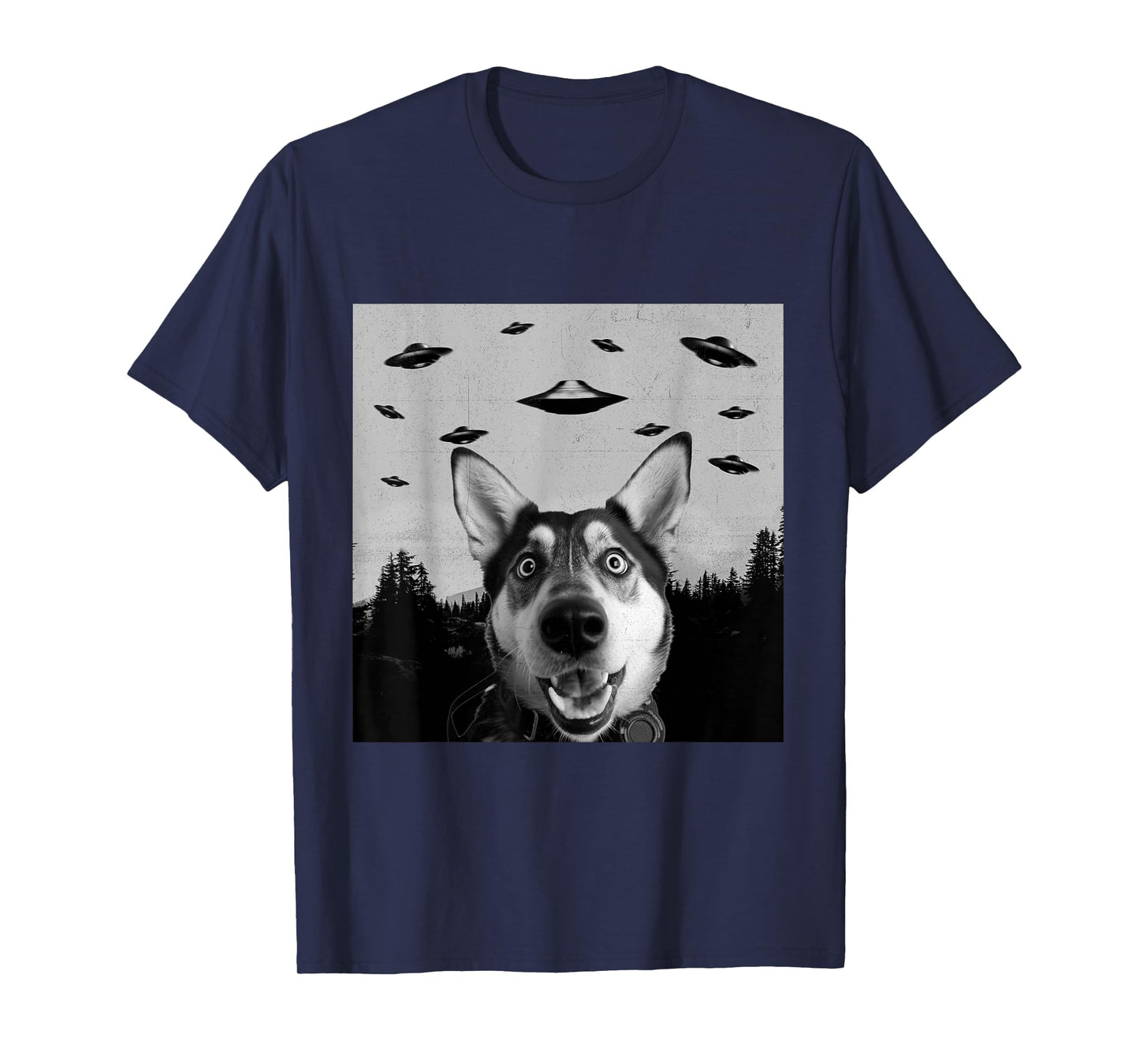 Alien UFO Funny Shepsky Dog Lover Men Women Kids T-Shirt