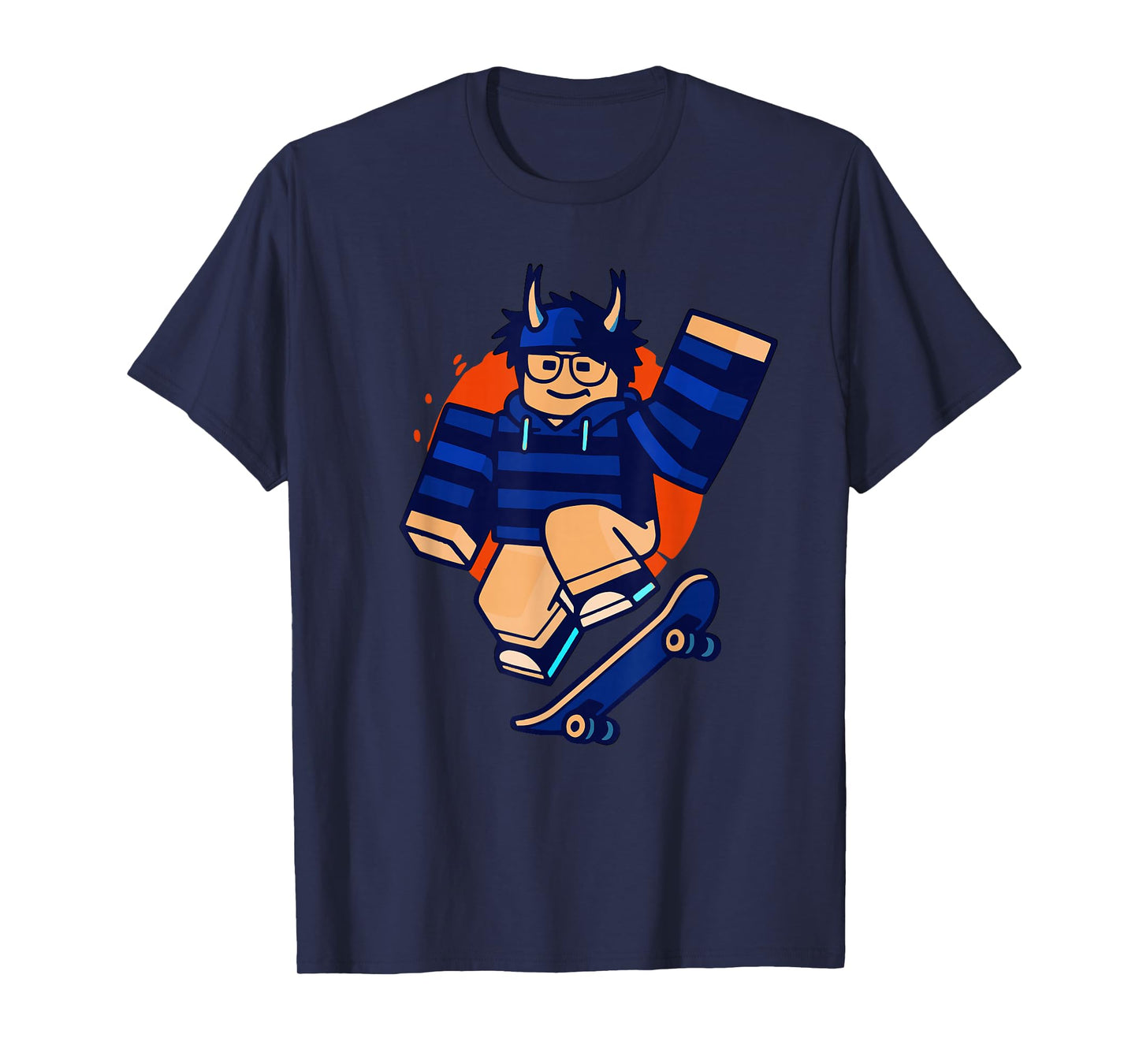 Blox Noob Skater Funny Meme Gamer Skateboarding T-Shirt