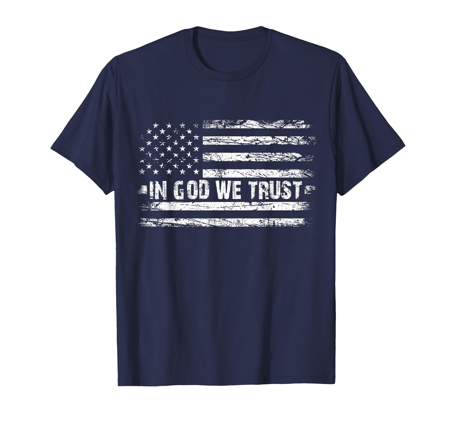 Vintage in God We Trust USA Flag Cross Patriotic Christian Women Men T-Shirt